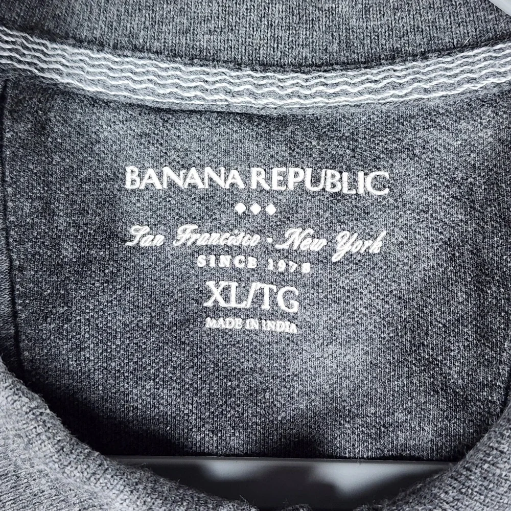 Banana Republic Polo Shirt Mens XL Gray Short Sleeve Elephant Logo Excellent
